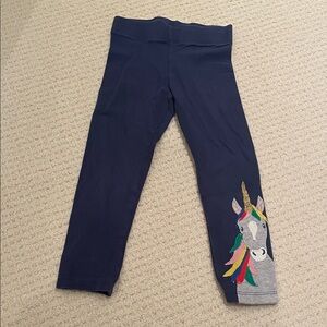 Mini Boden Navy Leggings with Colorful Unicorn